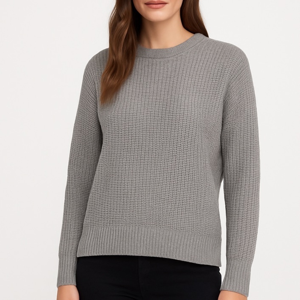 Wilfred Free cozy merino waffle knit elevated basics sweater XS grey